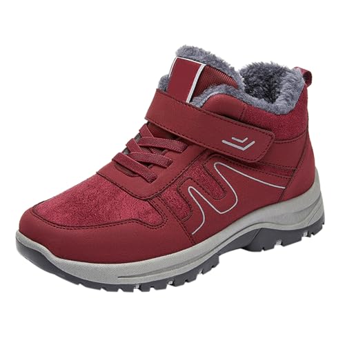 Botas de nieve, botas de invierno, botas de algodón acolchadas, zapatos de algodón para mujer, botas cortas para mujer, zapatos casuales, zapatos de mujer, zapatos 40 elegantes, rojo, 38 EU