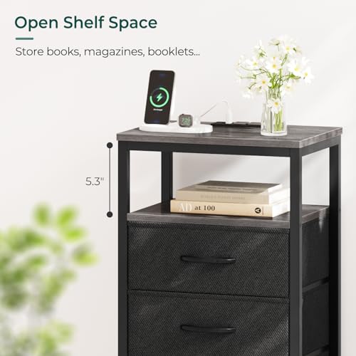 image for Huuger Nightstands Set of 2, 27.6 Inch End Tables with Charging Statio