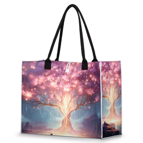 Abstract Fire Tree Tote Bag for Women Large Beach Bag Reusable Tote Bags for Work Travel Beach Shopping