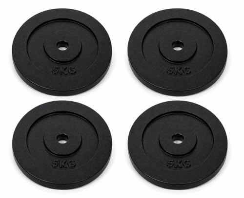 Image of Cast Iron Weight Plates for Home Gym (Centre Hole 30mm)- Standard Gym Plates for Strength Training, Durable & Rust-Resistant, Multiple Weight Options | From the House of Healthycliq | Sedex Certified | Bodybuilding Fitness And Core Fitness (20KG (5KG X 4), Cast Iron)