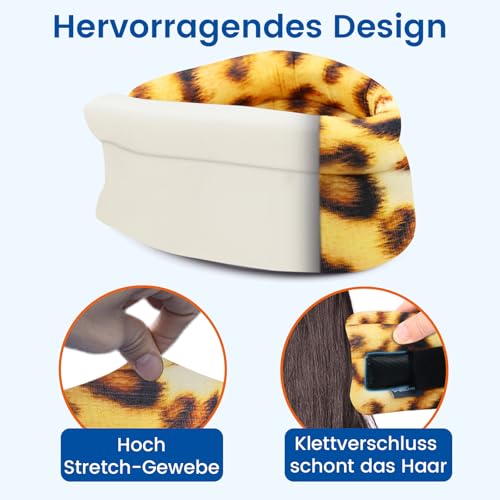 Willcom Nackenstütze für Nackenschmerzen Unterstützung, Weich Halskrause für Schlafen, Wirbel Ausrichten und Stabilisieren, Entlastet Druck in der Wirbelsäule (Leopardenmuster, Medium, 29-35CM)