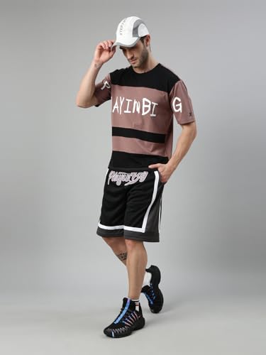 Image of XTEP Playing Big Basketball Series, Sorona Material, Moisture Absorbing & Sweat Dissipating Technology, Superior Elasticity, Colorblocked Design, Basketball T-Shirt for Men - Caramel Brown