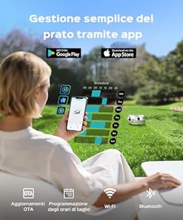 YARDCARE M800Plus Robot Tagliaerba Senza Filo Perimetrale, Posizionamento GPS + 3D Visione, Robot Tosaerba, Modalità di Taglio a U,800 m²,Ricarica Automatica, App, Rilevamento di 150 Ostacoli