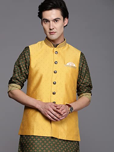 Image of Manyavar Sleeveless Nehru Jacket for Men
