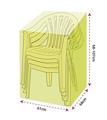 HERSIG - Funda Sillas Jardin Exterior Impermeable 107x68x61 cm - Funda Sillas Exterior Impermeable - Protector Plástico Apilable para 6 Sillas Terraza - Resistente Lluvia, Sol, Viento y Polvo
