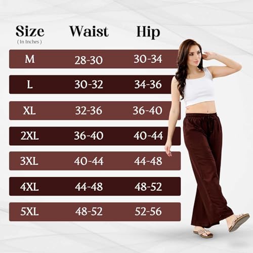 Image of TRASA Women's and Girls Cotton Reyon Regular Fit Palazzo Pants - Available Size - L, XL, 2XL, 3XL