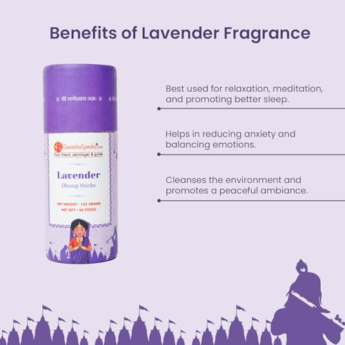 Image of GaneshaSpeaks Bambooless Dhoop Sticks with (Lavender + Rose) Fragrance | 80 Pieces(Pack of 2) | Handcrafted by Skilled Artisans | Eco-Friendly | Pure Aroma | Free Ceramic Stand