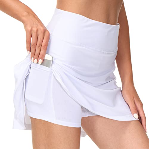 GUKOO Tennisrock Damen mit Kopfhörerbuchse Rock mit Hose Drunter Atmungslöcher in Shorts Sportrock High Waist für Tennis Golf GUKOO Tennisrock Damen mit Kopfhörerbuchse Rock mit Hose Drunter Atmungslöcher in Shorts Sportrock High Waist für Tennis Golf