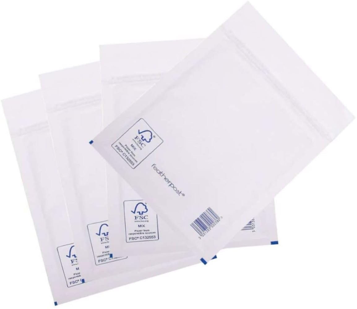 Featherpost Padded Mailers Envelopes A/000 to L/8 All Sizes and Quantities (White, H/5-100pc)