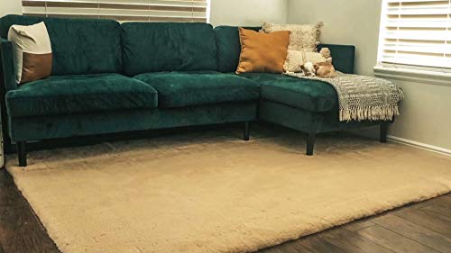Chesserfeld Machine Washable Ultra Soft Faux Fur Area Rugs: Camel Faux Rabbit Shag Rug For Bedroom, Dining Room, Living Room & More, 6Ft X 8Ft 2In #TOP2