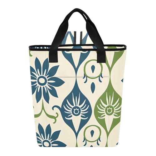 Bokkoy Blue Green Texture Insulated Cooler Bag with Ice Pack?Large Capacity Waterproof Thermal Lunch Bag?Reusable Cooler Bags for Picnic, Travel