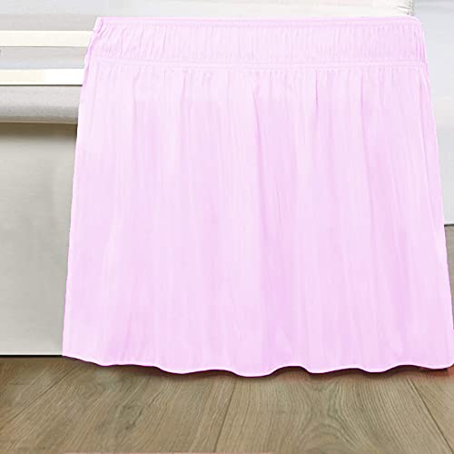 Image of Wrap Around Dust Ruffled Bed Skirt 18 inch Inch Tailored Drop Fade Resistant Brushed Microfiber Bed Skirt - Cal King | Baby Pink