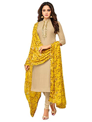 Image of AKHILAM Women's Cotton Blend Embroidered Unstitched Salwar Suit Material(30DMK60 Parent)