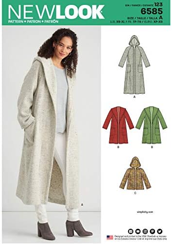New Look UN6585ANew Look Pattern 6585 Misses' Coat with HoodA (XS-S-M-L-XL), White