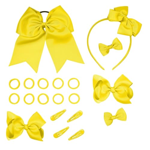 Fokmuaex - Fokmuaex 20PCS School Hair Accessories Set for Girls - Uniform Hair Bows, Headbands, Clips & Hair Ties, Bows for Toddler & Little Girls (yellow)