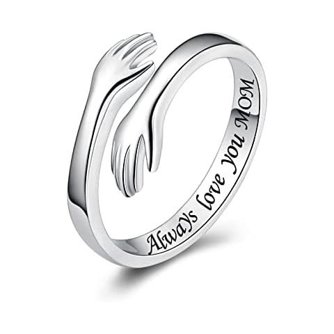 Hug Ring for Women Sterling Silver Adjustable Rings for Women Hand Ring Jewelry for Mothers Day Valentine Christmas Birthday Gift for Women for Women Cover