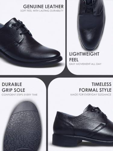 Image of Zoom Shoes ZA-1172 Men's Genuine Leather Derby Formal Shoes | Lightweight, Comfortable & Stylish Lace-Ups for Office, Business