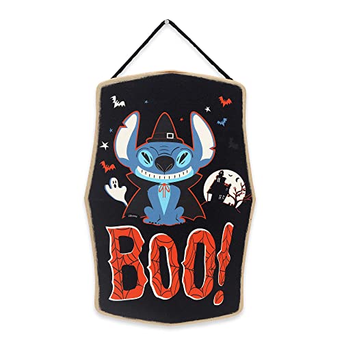 Disney Lilo and Stitch Boo Hanging Halloween Wood Wall Decor - Fun Stitch Halloween Sign for Home Decorating