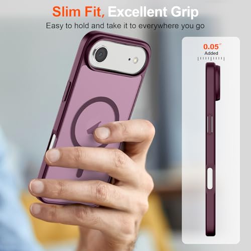 Image of SUPFINE Magnetic for iPhone Air Case (Compatible with MagSafe)(Military Grade Drop Protection) Slim Translucent Matte Shockproof with Anti-Fingerprint Phone Cover for 17 Air,Wine Red