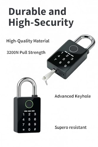 Image of AERYS Smart Lock with Fingerprint, Password, RFID Card, OTP, App Control & Key | 6-Way Unlock | Padlock for Gym, Office, Home, Gate - Waterproof & Long Battery Life (1 Year Warranty)