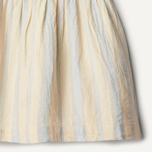 Amazon Essentials x Sofia Grainge Toddler Girls' Fit and Flare Linen Dress with Ruffle Flounce Sleeves, Ivory Bar Stripe, 3T - image 4