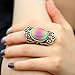 Mojo Handmade Hollowed Flower Pattern Antique Sterling Silver Plating Oval Stone Color Change Mood Ring MJ-RS053 (9)