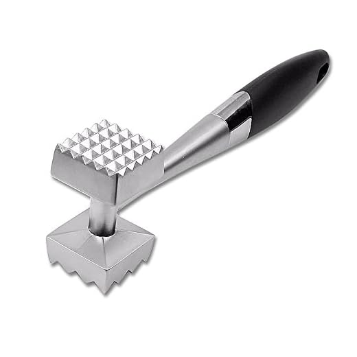 JC-Harbour Convenient Meat Tenderizer Hammer For Steak, Chicken, Fish, Pork, Good Grips, Double side, Heavyweight Metal Pounder Mallet, 8.5 Inches Kitchen Tool