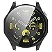 2 Pack Hard PC Case with Tempered Glass Screen Protector Compatible with Huawei Watch GT4 46MM Watch Bumper Guard Protective Cover Touch Sensitive Film(Black+Transparent)
