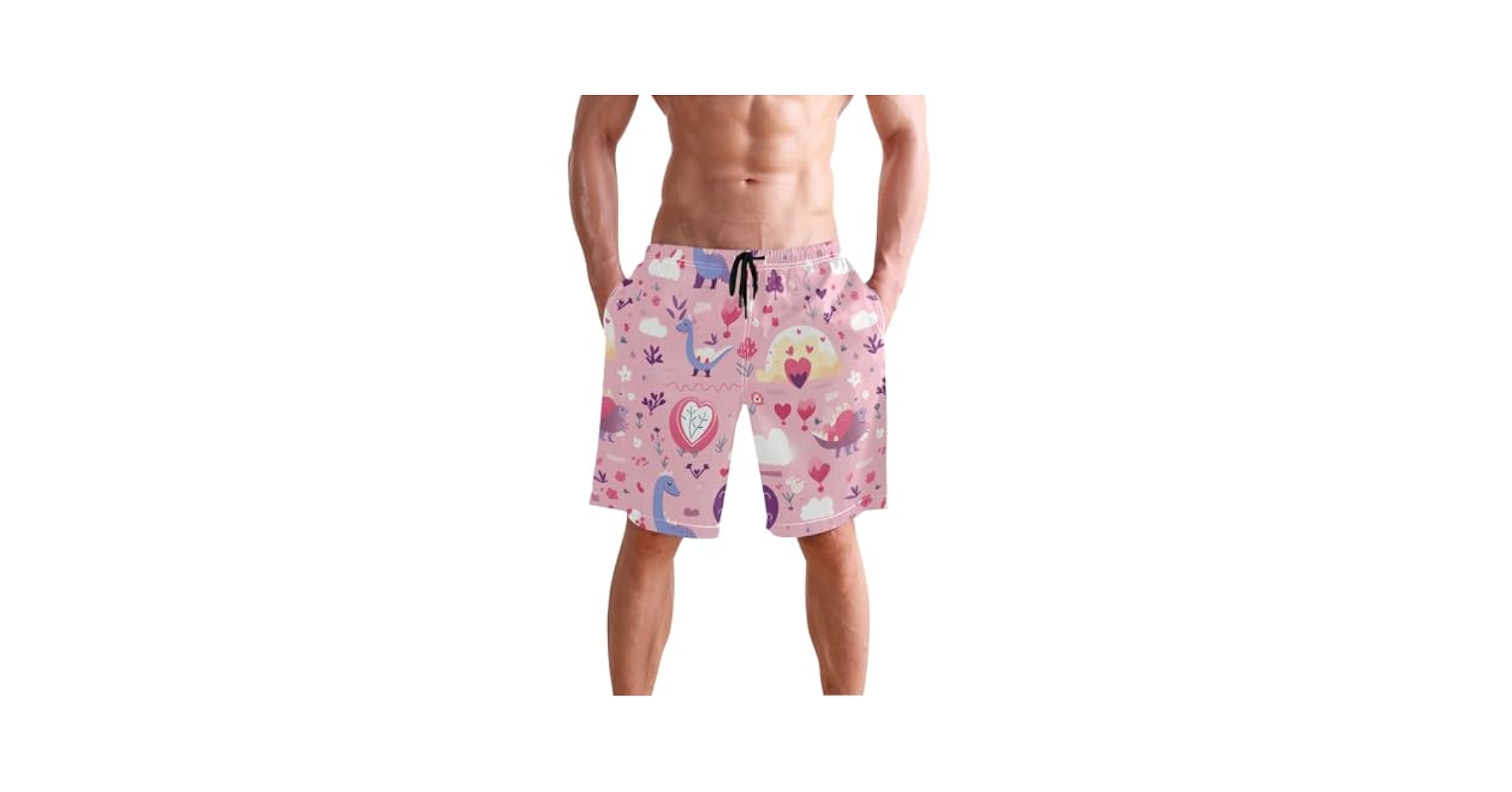 Amazon.com: UMIRIKO Pink Dinosaur Dino Men's Swim Trunks