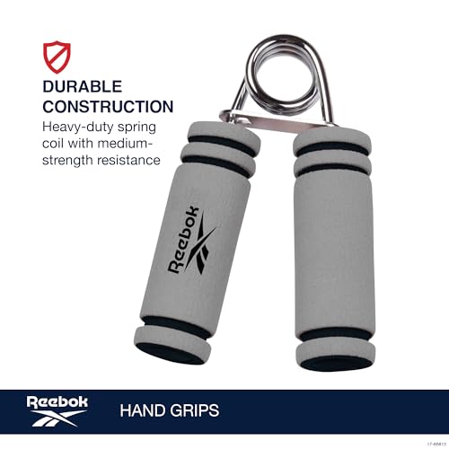 Image of Reebok 2-Pack Hand Grips, Spring Coiled Wrist, Fingers & Forearm Strength Trainer with Soft Foam Handles, Improves Grip Strength, Resistance Hand Gripper for Manual Exercises & Rehab