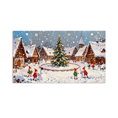 Affiche sapin de Noël impression sur toile sans cadre 30x52 cm pour maison