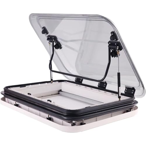 LJCSSD Claraboya para Autocaravana/Ventana para Techo con ventilación 50/70/80 x 50cm– Cortinas oscurecedoras y mosquiteras integradas, iluminación LED 12V, para caravanas, remolques, Barcos 50x50cm