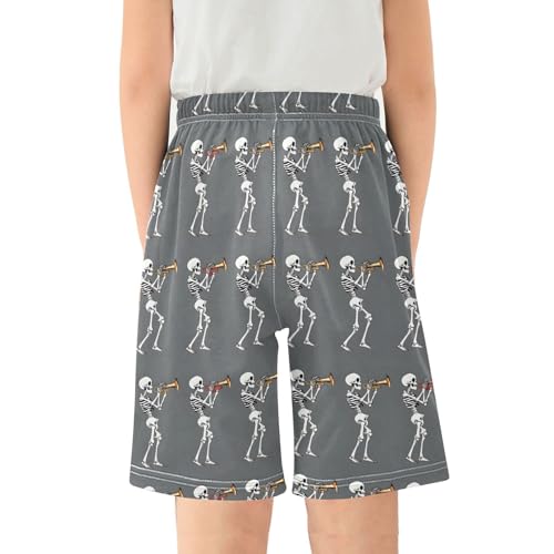 ALAZA Skeleton Music Sugar Skull Pajama Shorts Sleep Shorts Pant Lounge Pajama Bottoms Elastic Waist with Pockets2