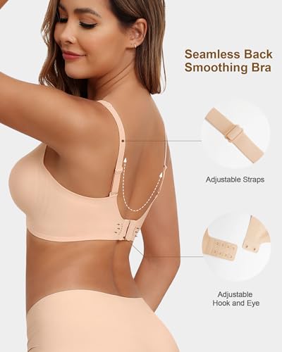 HORISUN Wireless Seamless Bras for Women Deep V Neck Comfortable Push Up Bra No Underwire4