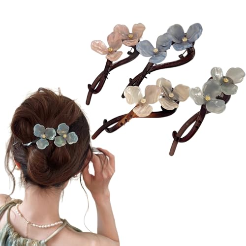 4Pack Non-Slip Flower HairClips Twist Claw Pin for Women Half Up Hairstyles