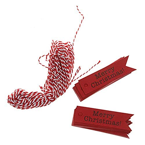 Etiquetas de papel para colgar en Navidad, tarjetas rojas de árbol navideño King&Pig, 100 uds