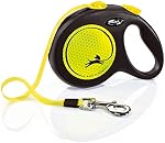 Flexi New Neon Tape Retractable Dog Leashes for Large Dogs Upto 110 lbs. – 16 ft., Neon Yellow/Black | Tangle Free Pet Walking Leash with One-Handed Brake, Pause, Lock|German Quality Product | German engineered, original flexi leash, durable quality