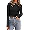 Zeagoo Women's Fall Crewneck Cropped Sweater 2025 Trendy Soft Ribbed Knit Long Sleeve Pullover Jumper Tops Black