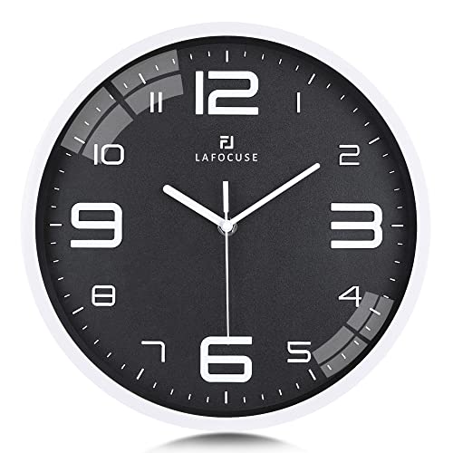 Lafocuse-Horloge-Murale-Noire-Silencieuse-Moderne-Pendule-Murale-Grande-Chiffres-3D-pour-Chambre-Cuisine-Salle-de-Bain-Salon-30cm