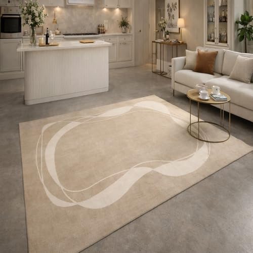Alfombra antideslizante lavable Rururug de pelo corto beige 100x200 cm para un fácil cuidado 2