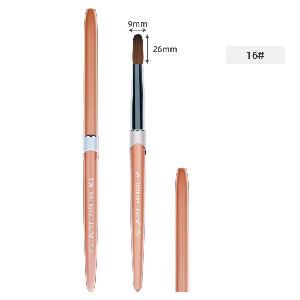KADS 100% Kolinsky Sable Acrylic Brush Nail Brush for Acrylic Application Round Head Crimped Nail Art Brush Manicure Tool (16#) - Image 2
