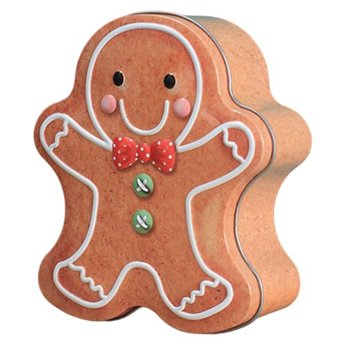 Licsaliwe Pot à biscuits de noël bonhomme en pain d'épices, récipient scellé en fer de forme festive pour le stockage bonbons et collations, résistant à l'humidité