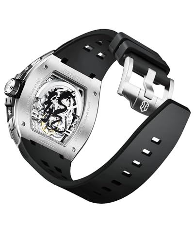 Image of OLEVS Automatic Watch for Men 44MM Large Dial Frosted Gold Octagon Self-Winding Diamond Waterproof Stainless Steel Wrist Watches Tourbillon Skeleton Mechanical