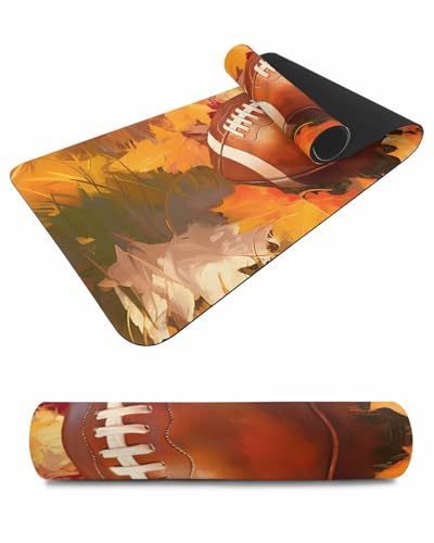 Debedcor Heat Proof Table Pads Waterproof Decorative, Fall Rugby Non-Slip Table Countertop Protector, Farmhouse Autumn Maple Leaves Insulation Mat for Dining Room, 48 x 12 Inches