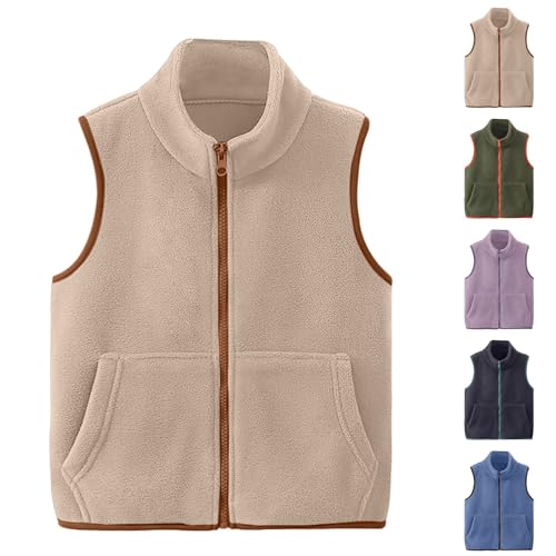 Toddler Boy Girl Polar Fleece Vest Full Zip Sleeveless Waistcaot Kids Fall Winter Warm Thick Windproof Outerwear Jacket Coat