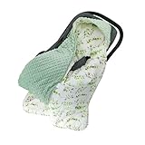 Miracle Baby Car Seat Swaddle Blanket, 2.5 TOG Breathable Cotton Stroller Blanket with 3/5-Point Harness, Soft Minky Dot Wrap for Infant Boy Girl, 35.4'x35.4'