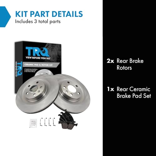 Image of TRQ Rear Brake Pad and Rotor Set Ceramic Vented Rotors 320mm Compatible with 2019-2020 Volvo S60 V60 XC60 XC90