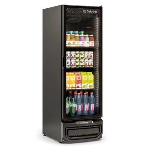Refrigerador/Expositor Vertical 1 Porta 570L GRV-57 LB PR All Black Gelopar - Porta de Vidro + LED Perimetral + Fechamento Automático 220V
