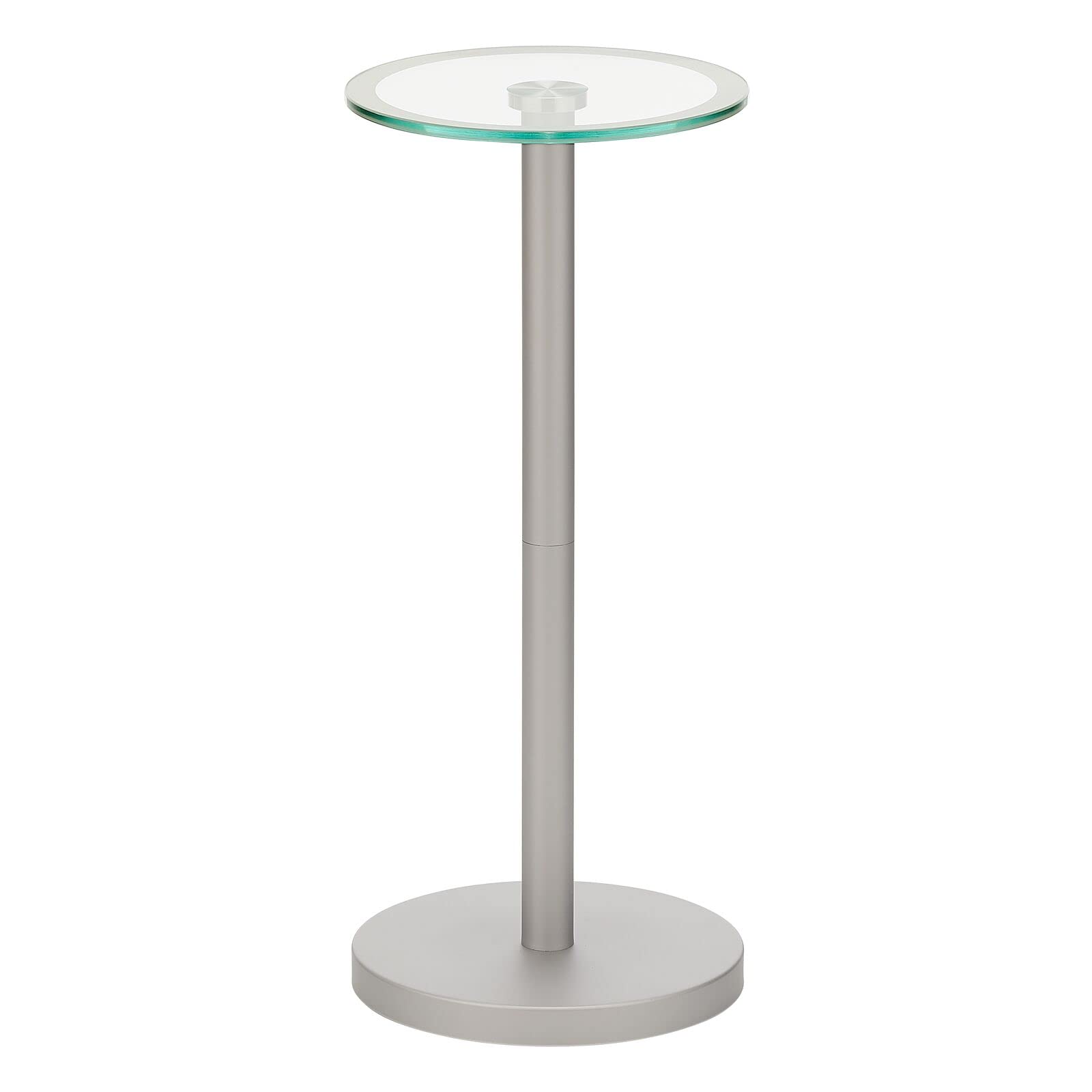 mDesign Glass Top Side/End Drink Table - Tall Modern Round Accent Metal Nightstand Furniture for Living Room, Dorm, Home Office, and Bedroom - 16" Round - Chrome