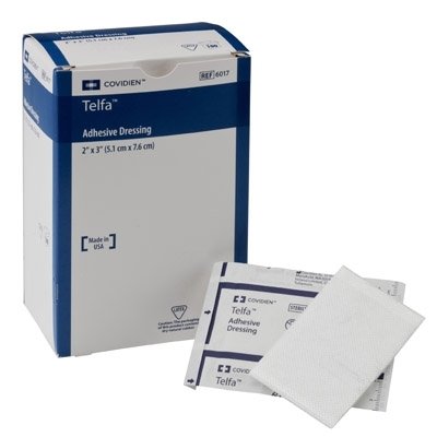 FQQF TELFA COVIDIEN Adhesive Dressing 100% Cotton 2 X 3" Rectangle Clear (6017, Sold Per Box)